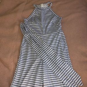 blue and white striped jumpsuit